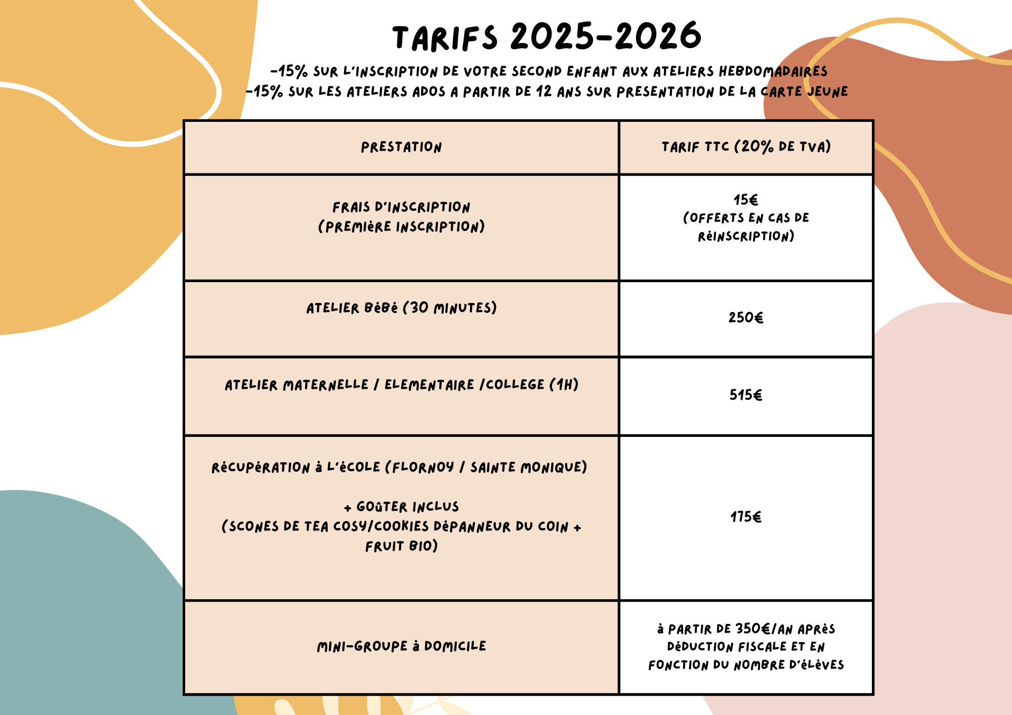 tarifs tarifs